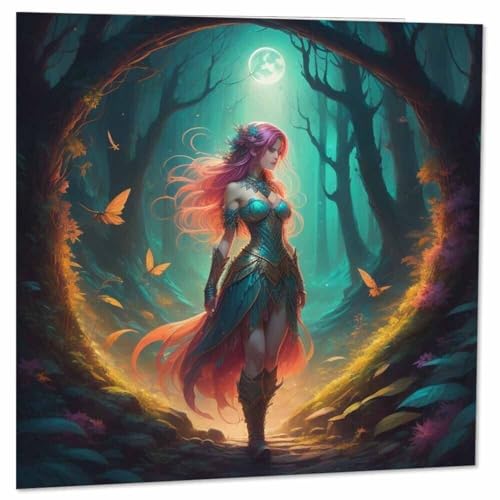 Woodland Elf Woman Fantasy Forest Greeting Card 145mm x 145mm