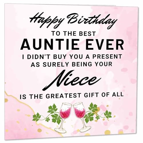 Birthday Card for Auntie From Niece - Funny Aunty Birthday Cards 145 x 145mm