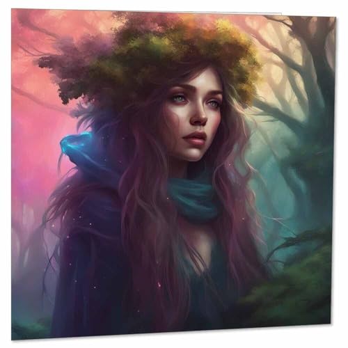 Forest Witch Greeting Card - Woodland Girl Woman Nature Her 145 x 145mm