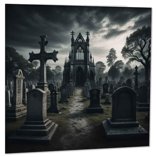 Gothic Greeting Card - Graveyard Tombstone Gothic Birthday Card 145 x 145mm