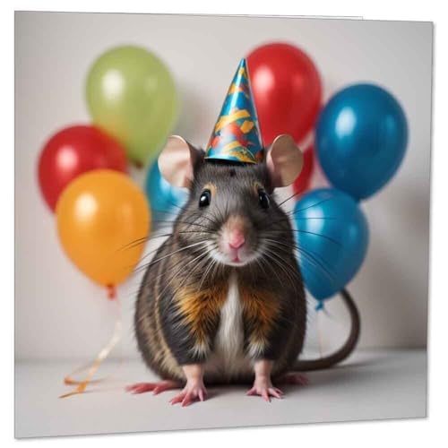 Rat Birthday Card Cute Rat 145 x 145mm