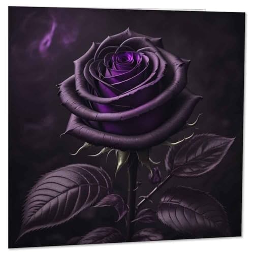 Gothic Anniversary Card Black Purple Rose Goth Valentines Day Cards 145 x 145mm