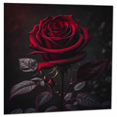 Gothic Anniversary Card - Black Red Rose Goth Valentines Day Cards 145 x 145mm