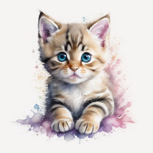 Watercolour Kitten Cute Greeting Card - Any Occasion 145 x 145mm