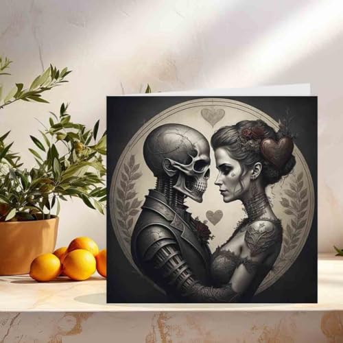 Gothic Anniversary Card - Skull Couple - Love Goth Valentines Day 145 x 145mm