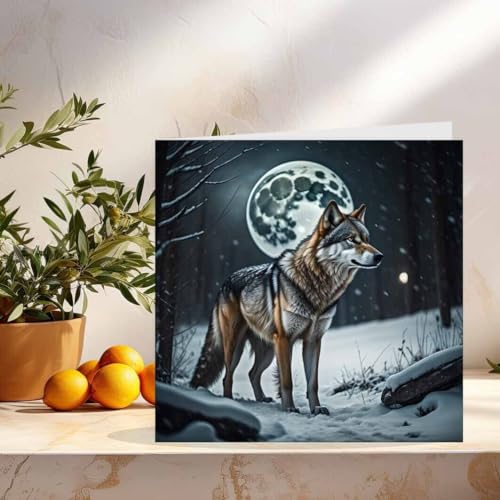 Snow Wolf Moon Greeting Card Birthday Card 145 x 145mm