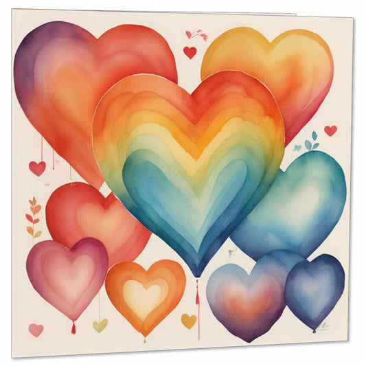 Rainbow Love Hearts Greeting Card - rainbow baby nhs love lgbt pride 145 x 145mm