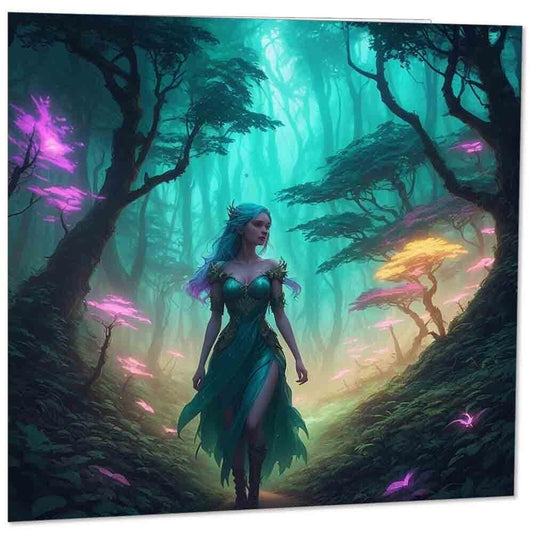 Woodland Girl Greeting Card - Fantasy Magical Forest Woods 145mm x 145mm