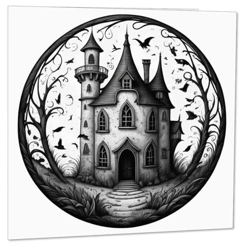 Creepy Spooky Haunted House Gothic Greeting Card 145 x 145mm