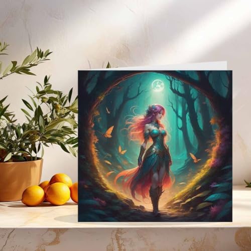 Woodland Elf Woman Fantasy Forest Greeting Card 145mm x 145mm