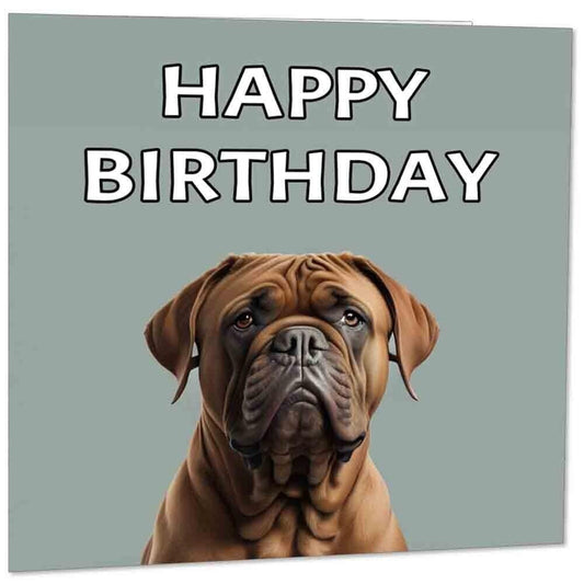 Dogue de Bordeaux Birthday Card - Happy Birthday 145mm x 145mm
