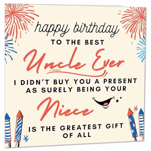 Uncle Birthday Card From Niece - Funny Uncle birthday card 145 x 145mm