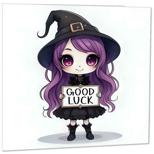 Cute Good Luck Card - Girls New Job Card, Anime Co worker leaving card 145x145mm