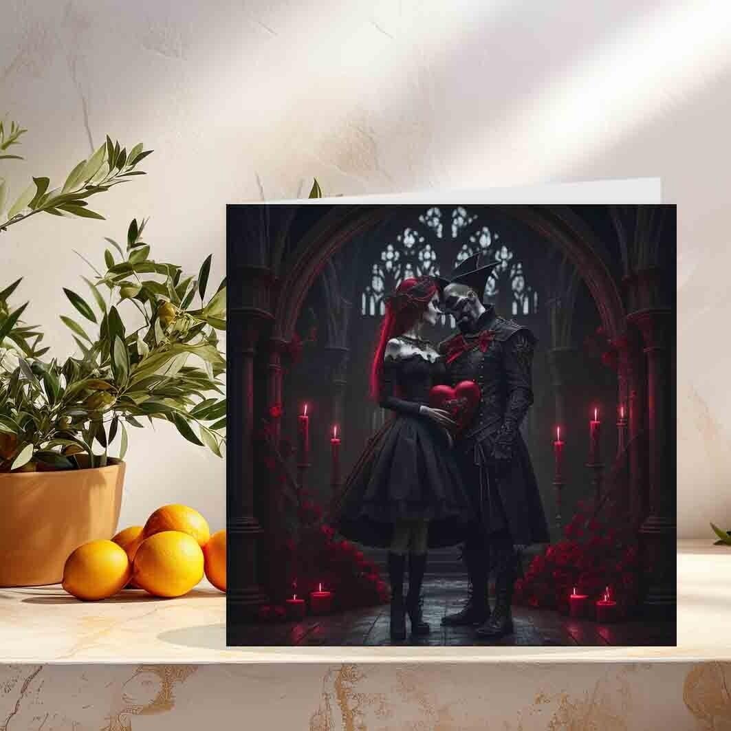 Gothic Anniversary Card - Dark Gothic Valentines Day Cards Emo 145 x 145mm