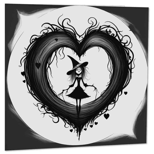 Gothic Heart Witch Greeting Card 145 x 145mm