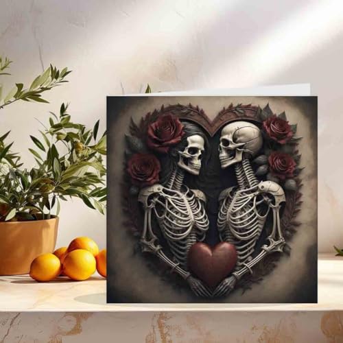 Gothic Anniversary Card - Skull Alternative Gothic Valentines Card 145 x 145mm