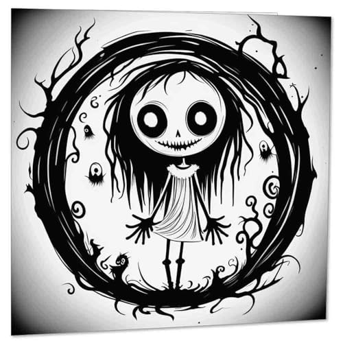 Creepy Gothic Girl Greeting Card Nightmare Burton Eerie Weird 145 x 145mm