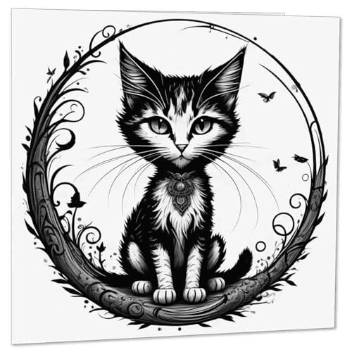 Gothic Cat Greeting Card Gothic Kitty Birthday Card 145 x 145mm