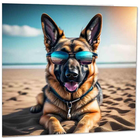 German Shepherd in Sunglasses Greeting Card - Funny Dog Card 145mm x 145mm