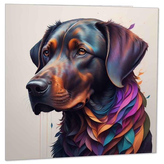Black Labrador Dog Art Greeting Card Birthday Card - 145mm x 145mm Square