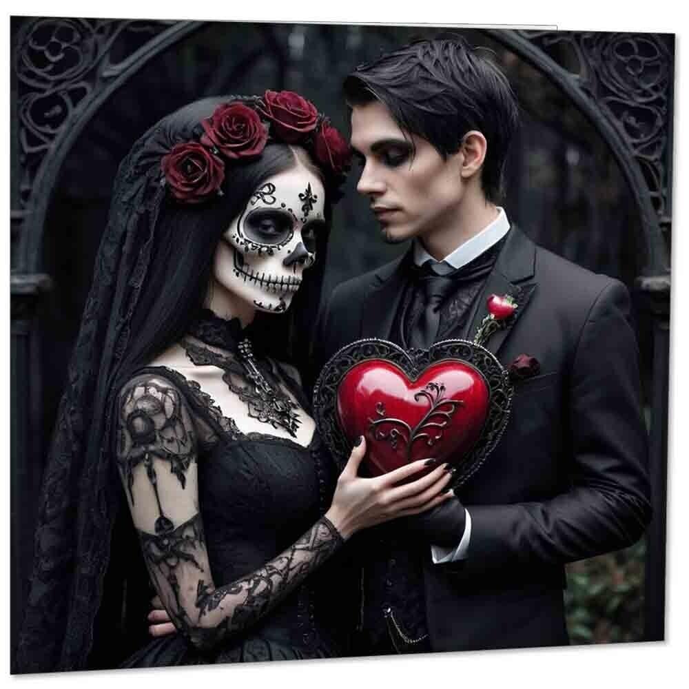 Gothic Greeting Card - Lovers Anniversary Girlfriend Boyfriend - 145mm x 145mm