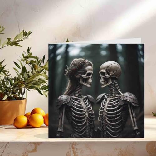 Gothic Valentines Cards - Skeleton Couple - Gothic Anniversary Card 145 x 145mm