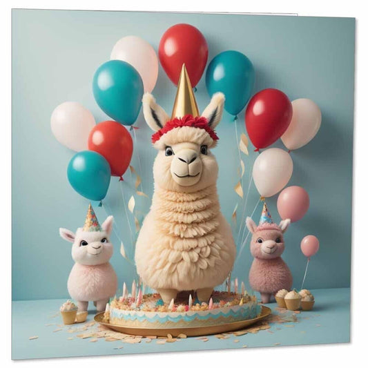 Llama Birthday Card Cute Llamas 145 x 145mm
