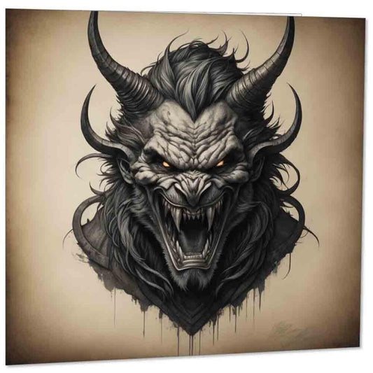 Scary Demon Greeting Card - Devil Horror Fantasy Card 145mm x 145mm