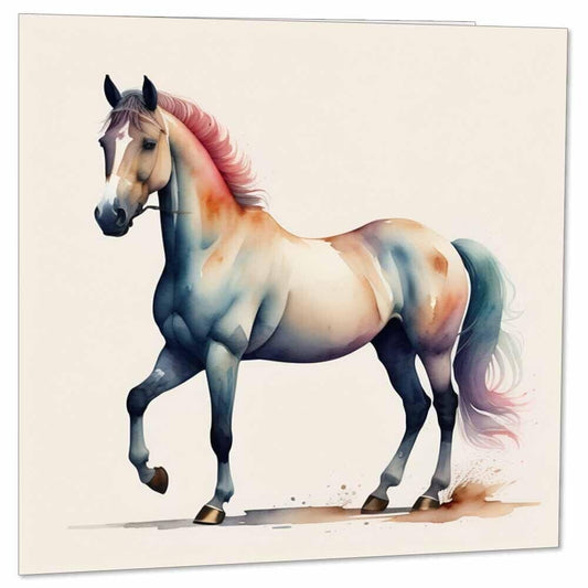 Watercolour Horse Greeting Card 145 x 145mm