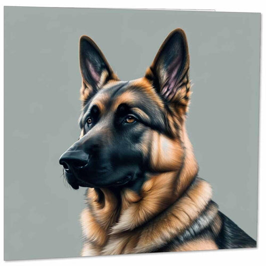 German Shepherd Greeting Card Animal Impressionism Art 145mm x 145mm