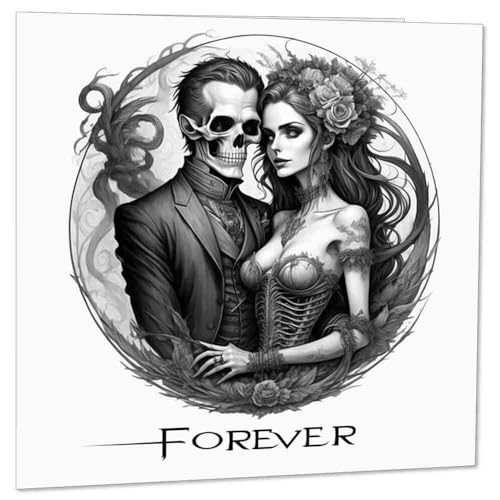 Gothic Anniversary Card - Forever - Skull Valentines Alternative Love Him Her