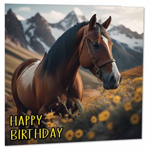 Horse Birthday Card - Equestrian Horses Greeting Cards 145 x 145mm
