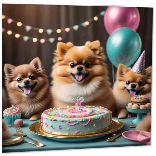 Pomeranian Birthday Card - Funny Cute Adorable Dog 145mm x 145mm