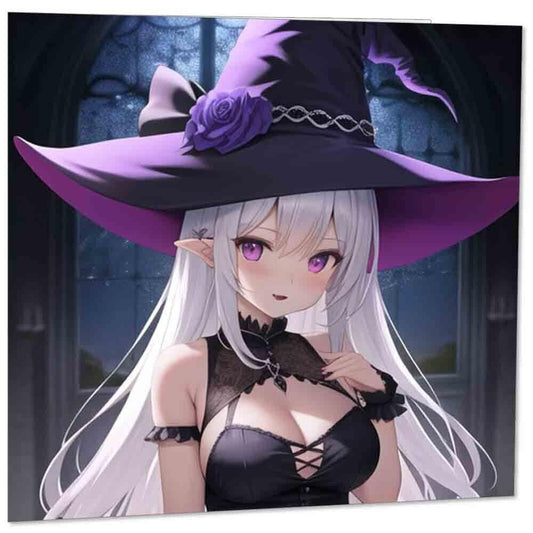 Anime Greeting Card - Anime Gothic Witch Birthday Card Cute 145mm x 145mm