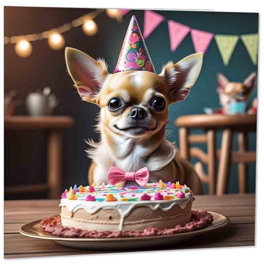 Chihuahua Birthday Card - Cute Dog 145mm x 145mm