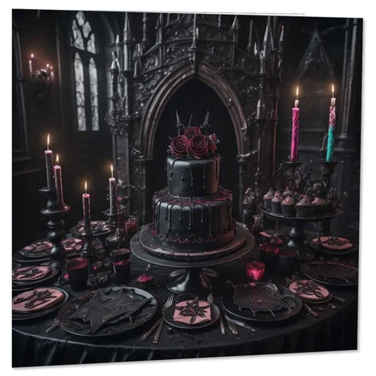 Black Gothic Cake Birthday Card Wedding Card 145 x 145mm