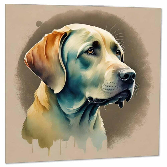 Labrador Greeting Card Watercolour Yellow Labrador Birthday Card 145 x 145mm