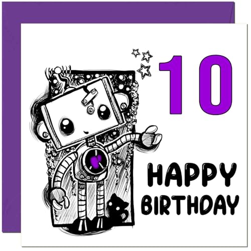 Cute Gothic Robot Birthday Card 145 x 145mm