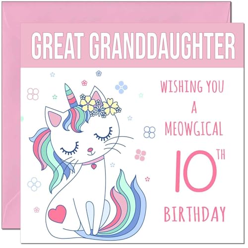 Great Granddaughter Birthday Card - Meowgical Funny Cat