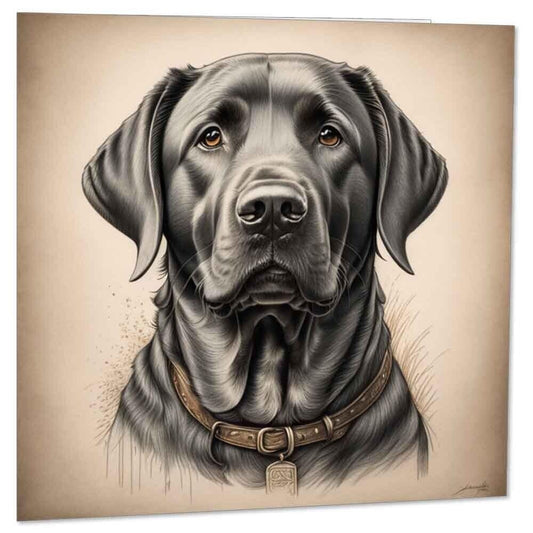 Black Labrador Drawing Greeting Card - Labrador Art Sketch Birthday Card