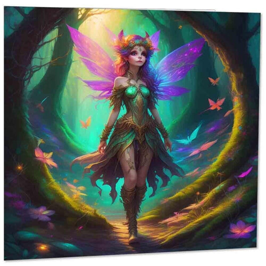 Fairy Fantasy Greeting Card - Woodland Magical Pixie Colourful 145mm x 145mm