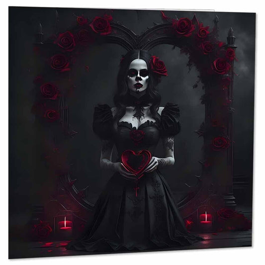 Gothic Rose Heart Card - Anniversary Valentines Romantic Goth cards 145 x 145mm