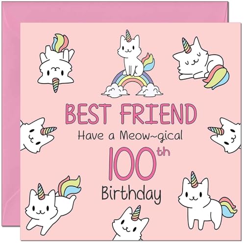 Best Friend Birthday Card - Funny Cat Cute Girls Womens