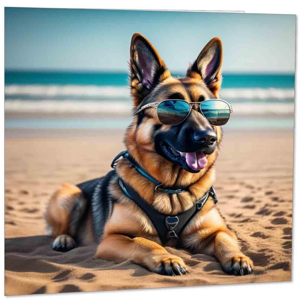 German Shepherd in Sunglasses Greeting Card 145mm x 145mm