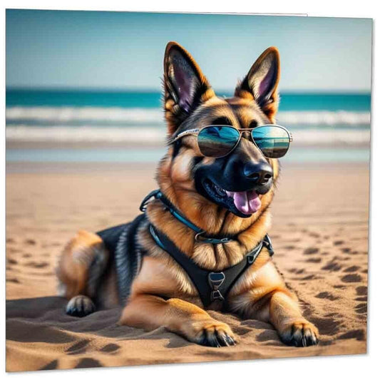 German Shepherd in Sunglasses Greeting Card 145mm x 145mm