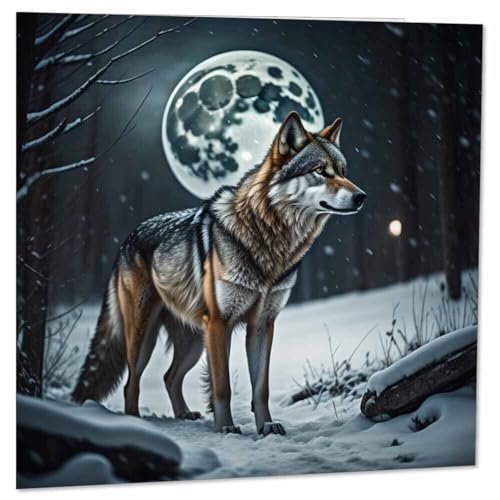 Snow Wolf Moon Greeting Card Birthday Card 145 x 145mm