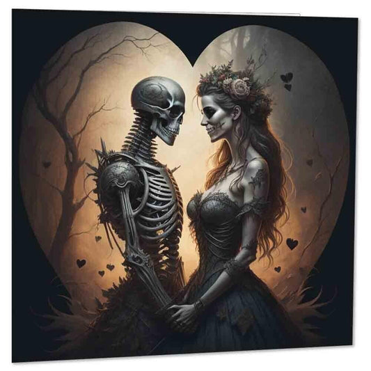 Gothic Anniversary Card - Skull Goth Alternative Valentines Card 145 x 145mm