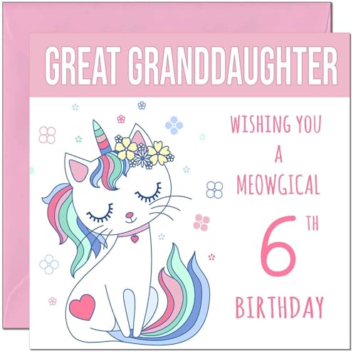 Great Granddaughter Birthday Card - Meowgical Funny Cat