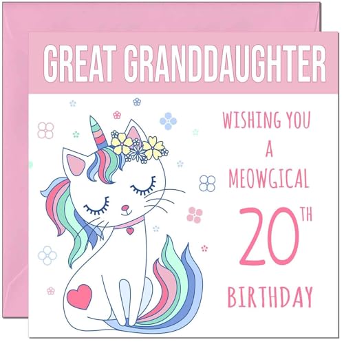 Great Granddaughter Birthday Card - Meowgical Funny Cat