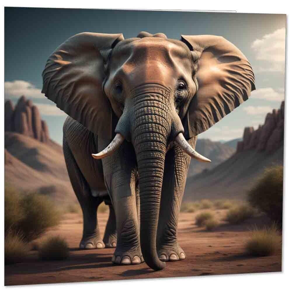 Elephant Greeting Card - Square 145mm x 145mm -